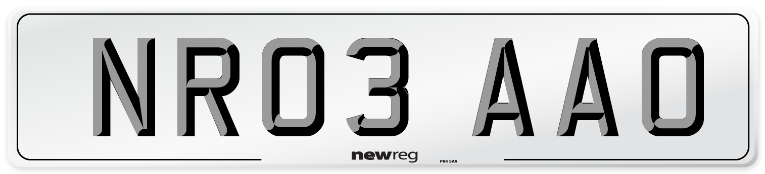 NR03 AAO Number Plate from New Reg
